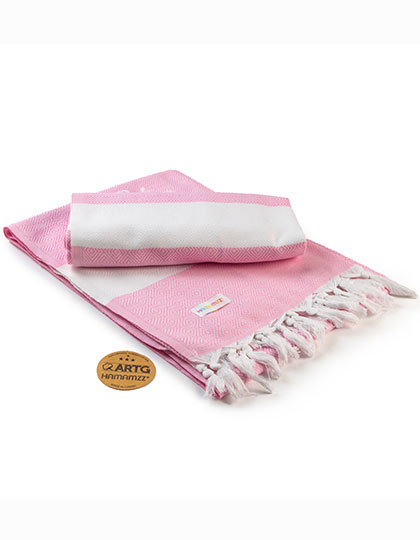 Badetuch Light Pink/White